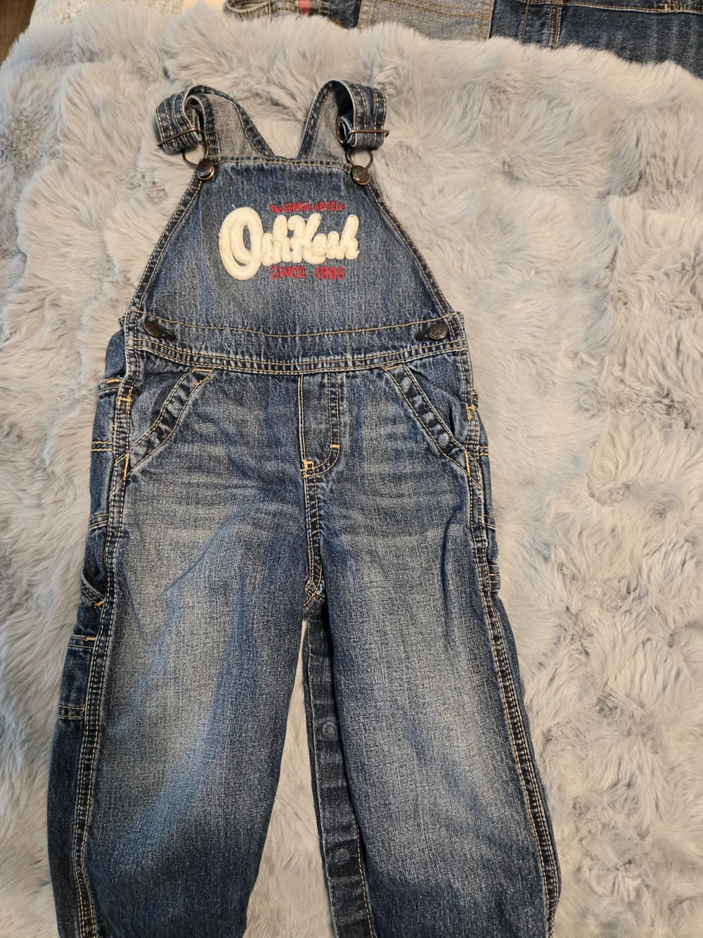 OshKosh B'gosh Big Logo Embroidered Denim Overalls 24M Graphic